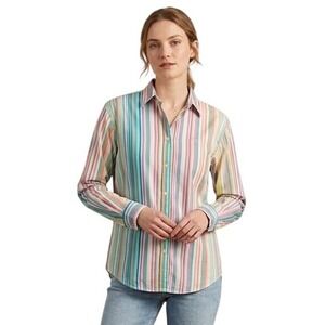 Lauren Ralph Lauren Women Size Large Colorful Striped Stylish Long Sleeve Shirt